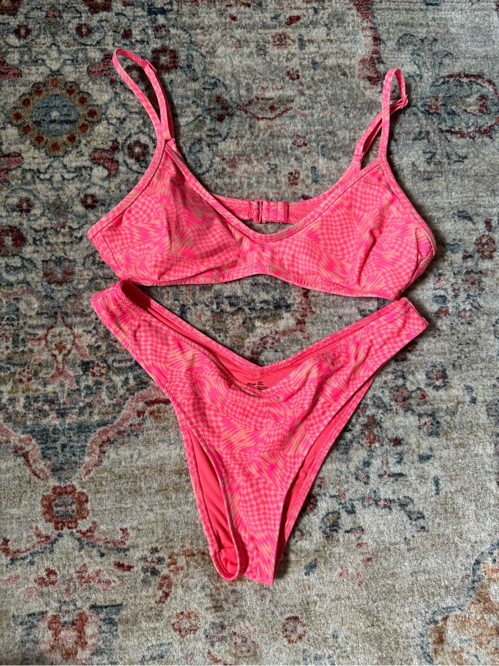 aerie Neon Pink Patterned Two-Piece Bikini Set